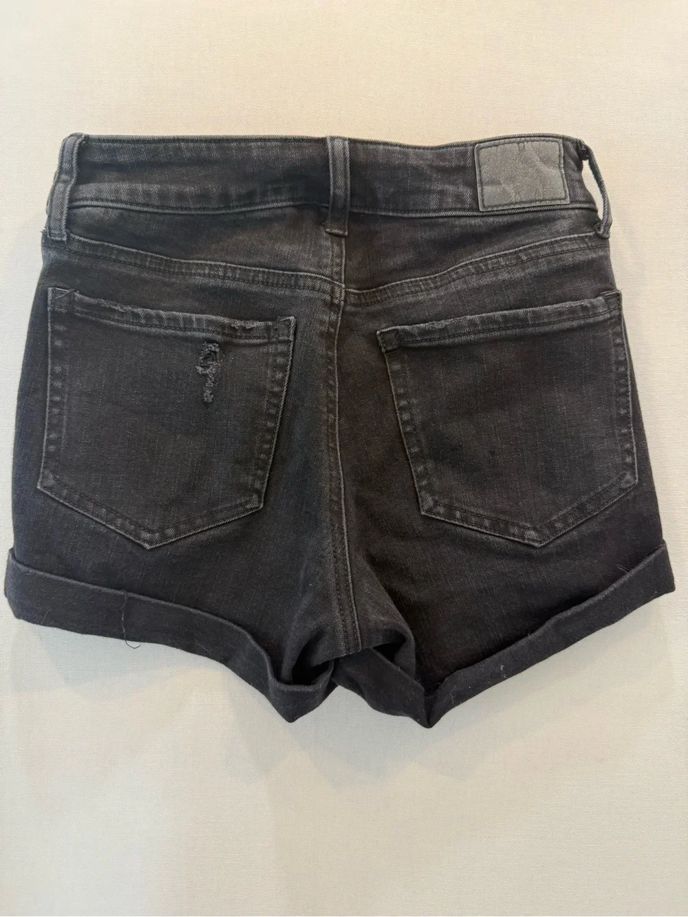 Aeropostale Black Distressed Cuffed Denim Shorts